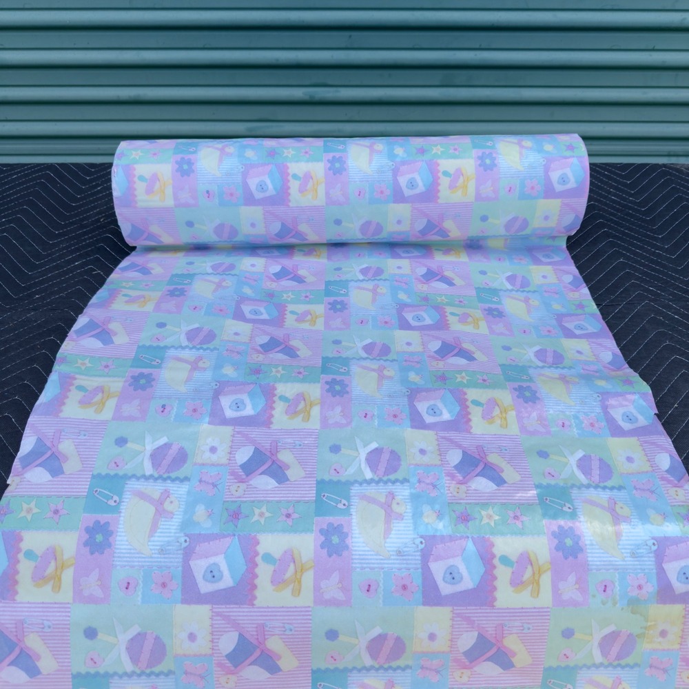 Vintage Baby Nursery Patchwork Department Store Wrapping Paper Roll 24"